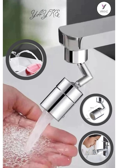 Yayke 720 Derece Dönebilen Tasarruflu Mutfak Lavabo Başlığı Krom