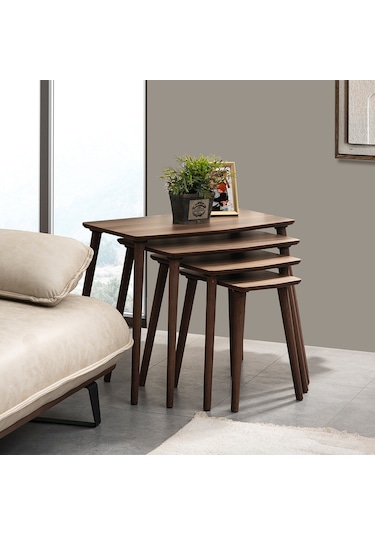 Vovvahome Vega 4lü Dörtlü Mdf Ahşap Zigon Sehpa - Ceviz