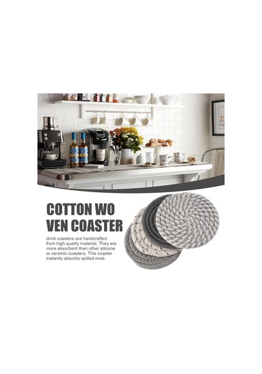 Adet Bardak Altlığı Tutuculu, 4 Renk Emici Bardak Altlığı Beyaz - Gri