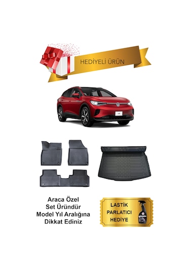 Volkswagen Id4 2024 - 2025 Araca Özel 4d Havuzlu Paspas Ve Bagaj Havuzu Set Hediyeli