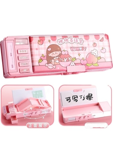 Ww Çok Fonksiyonlu Kızın Şifreli Kilitli Kalem Kutusu-açık Pembe