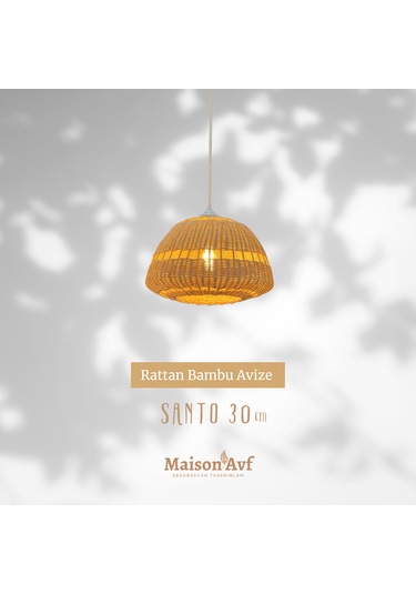 Santo Rattan Bambu Sarkıt Avize 30 Cm Bambu