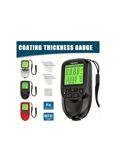 Honeybeeshop Hw400s Siyah Dijital Kaplama Kalınlık Ölçer Çift Fe Nfe Probeler 0 2000µm Led Ekran Abs