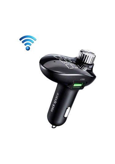 Rock Space B302 18w Qc3.0 Çift Usb Dijital Ekran Bluetooth Araç Şarj Cihazı, 64gb U Disk Ve Tf Kart Desteği / Fm / Aux / Ahizesiz Arama Siyah
