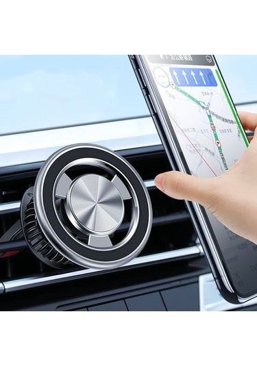 Jmary Mh-77 Magnetik 360 Derece Oynar Başlıklı Telefon Tutucu Havalandırma Tasarım Gri