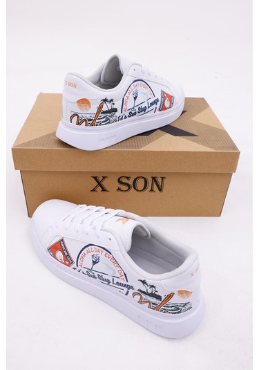 3d Dijital Baskı Kadın Alex Mcqueen Beyaz - Aloha Desenli Sneaker Beyaz-aloha