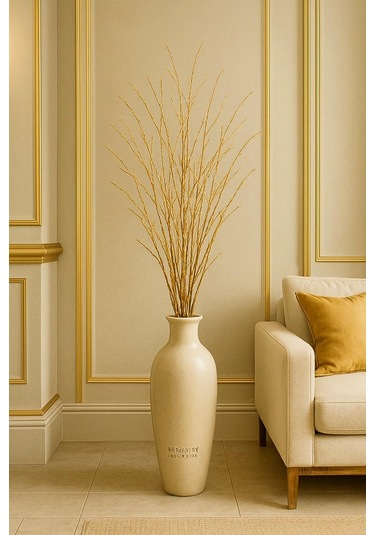 Gerçek Kurutulmuş Ağaç Dalı Demeti Gold El Boyaması 100 Cm