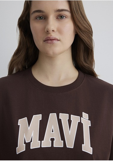 Mavi - Mavi Logo Baskılı Kahverengi Tişört 1600843-88062 Kahverengi