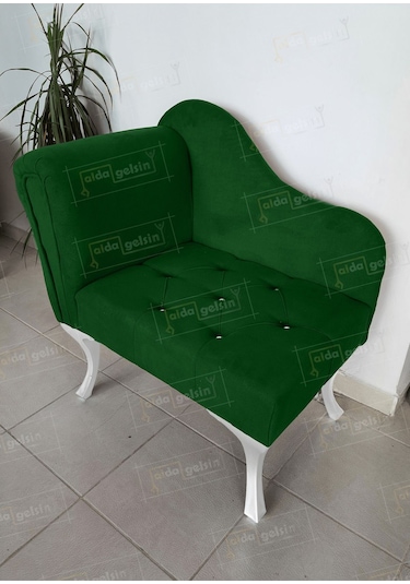 Yeni Model Ters Kol Tekli Köşe Koltuğu Josefin Bench Beyaz Ayak Yeşil
