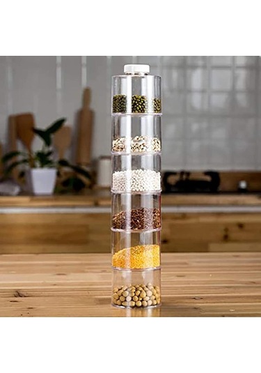 6 Adet İstiflenebilir Baharat Potu, Şeffaf Baharat Kulesi Baharat Şişesi Baharat Saklama Konteyneri ŞEffaf