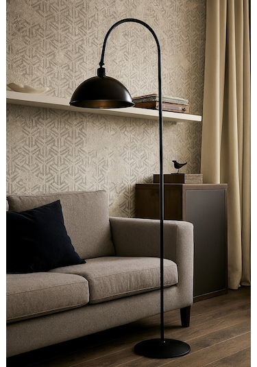 Siyah Lambader Hareketli Başlık Modern Dekoratif Metal Oturma Odası Çalışma Odası Lambası Siyah