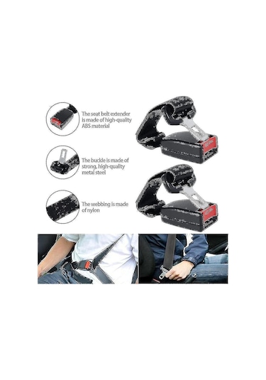 Ximistore9 Evrensel Emniyet Kemeri Uzatma Kayışı - 2'li Paket - 23cm - Konforlu Ve Güvenli Sürüş