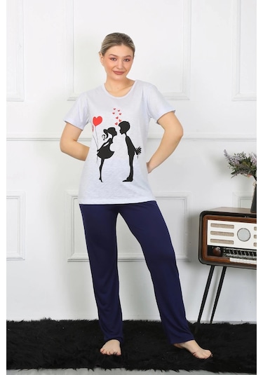 Lenaca Kadın Kısa Kol Penye Pijama Takımı Buz Mavisi