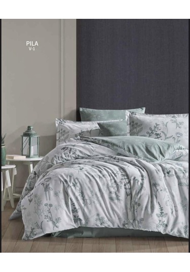 Çift Kişilik Ranforce Yorgan Pila Yeşil Beyaz