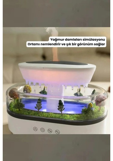 Leerfei 286 Yağmur Damlası Aroma Difüzör, 6 Renk Işıklı Hava Nemlendirici Ve Dinlendirici Sesler