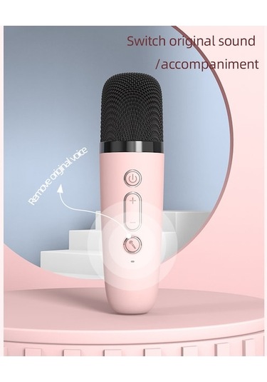 Fortunelane Bluetooth Kablosuz Mikrofonlu Şarkı Söyleme Hoparlörü, 6w Ses, 2000mah Pil, Pembe