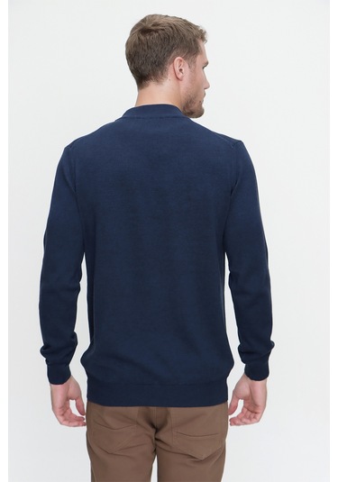 Basic Dinamik Fit Rahat Kesim Yarım Balıkçı Yaka Triko Kazak 99kc017002308 İndigo