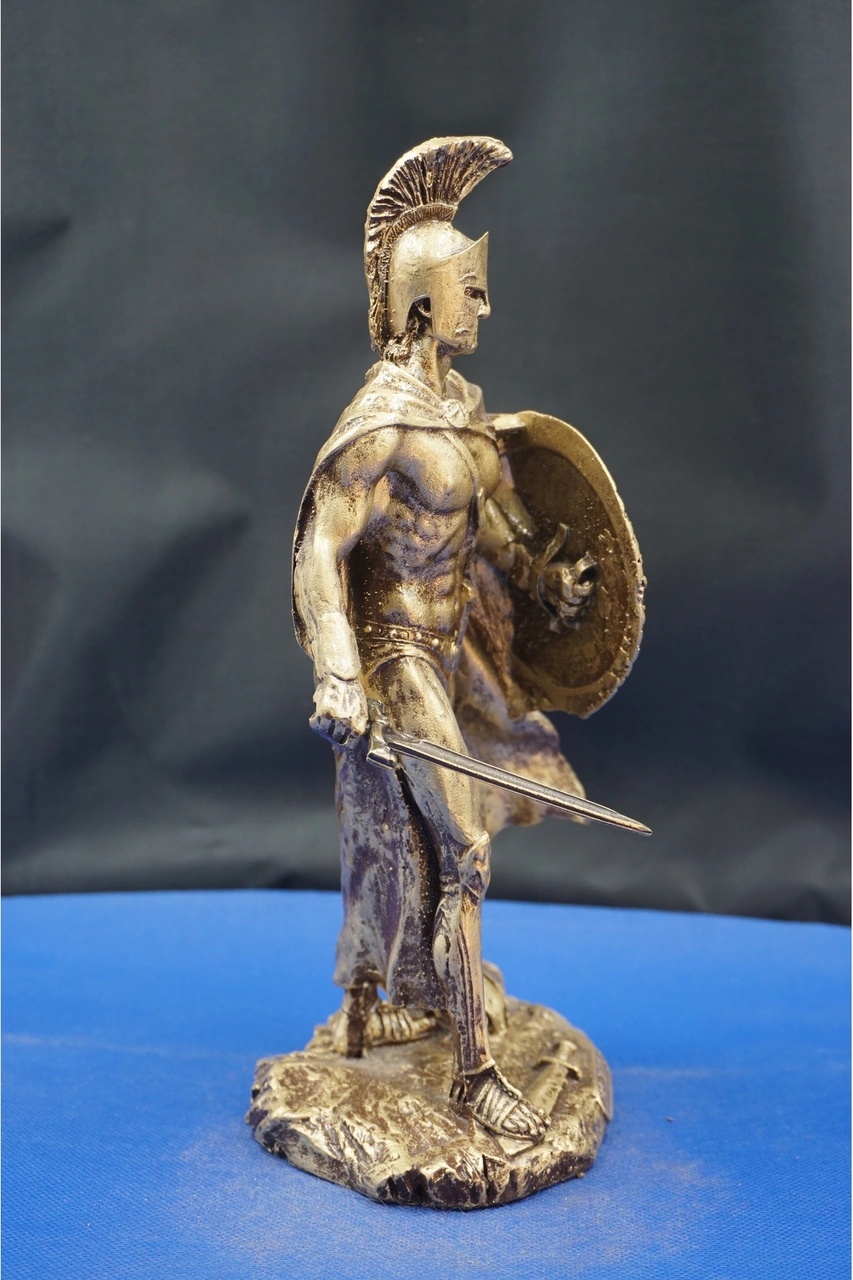 Antik Yunan Mitolojisi Leonidas Heykel Biblo Güç Ve Cesareti Yansıtan Dekoratif Aksesuar 25 Cm Altın