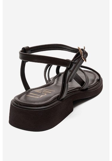 Luvishoes Antas Kahverengi Hakiki Deri Kadın Parmak Arası Sandalet Kahverengi