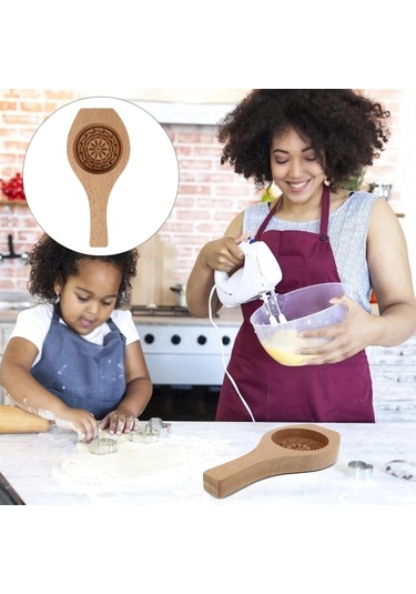 Pxcl Ahşap Ay Kek Kalıpları Yaratıcı Ay Kek Kalıbı, Çiçek Desenli Kahverengi