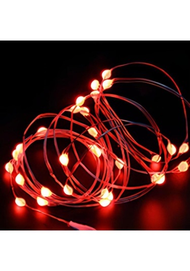 Kırmızı 1/2/3/5/10/20/30m Led Dize Işıklar Pil Bakır Tel Çelenk Lamba Açık  30m Kırmızı