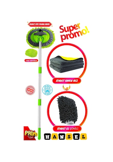 Araba Yıkama Ekipmanları 3 Lü Set Profesyonel Mikrofiber Çizmez Yeşil
