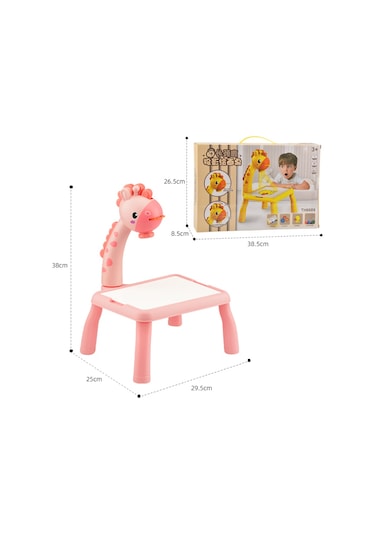 Zürafa Boyama Masası Çizim Tahtası Projektör Yazma Kurulu Masa Sarı