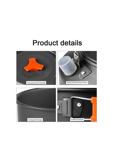 Createtech Turuncu Tencere Tavası Taşınabilir Skycıty Seyahat Kamp İçin Pişirme Kızartma Seti Alümina Açık - Rf Turuncu