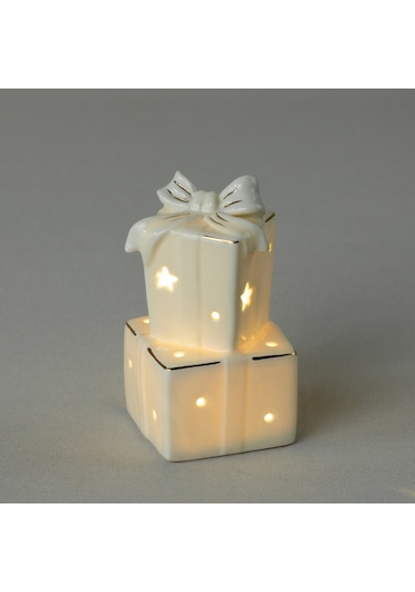 Linens Gift Box 7x7x13 Cm Ledli Dekor Ekru