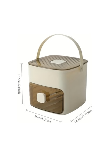 Taşınabilir İtmeli Buz Tepsisi Buz Küpü Kalıbı Çekmeceli Çok Katmanlı Ev Tipi Buz Kutusu Çok Amaçlı Buz Makinesi Beyaz