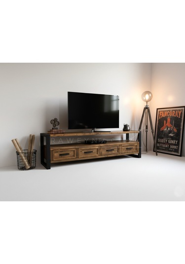 Raweyn Bell Doğal Ahşap Tv Ünitesi - 240cm Ceviz
