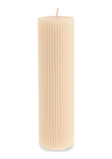 Karaca Striped Tırtıklı Sütun Mum 20 cm Bej