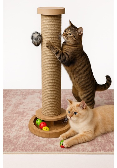 Kedi Tırmalama Çubuğu Ve Oyuncağı - 64cm