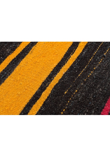 Kahve Sarı Rengi El Dokuma Çorum Cicim Yünlü Kilim