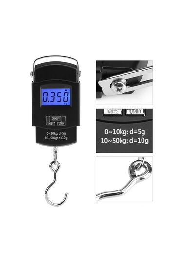 Xiyyadms Taşınabilir Kanca Tipi Elektronik Terazi - Lcd Arka Işık, Tare Fonksiyonu, Otomatik Kapatma, Sıcaklık Ölçümü - Sırt Çantası, Alışveriş, Balıkçılık İçin