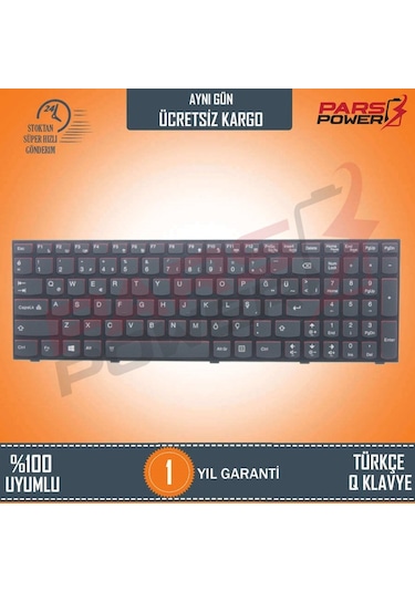 Lenovo Uyumlu Ideapad Y500, Y510, Y590 Klavye Işıklı (Siyah Tr)