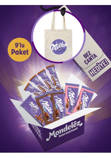 Milkaseverler Çikolata Paketi Milka Bez Çanta Hediyeli