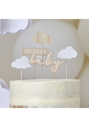 Ahşap Pasta Süsü - Hello Baby Tüm Yaşlar