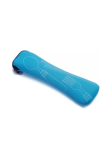 Açık Mavi Taşınabilir Sofra Çantası Çatal Saklama Çantası Seyahat Saklama Kutusu Piknik Çatal Kaşık Bıçak Kılıfı Çanta