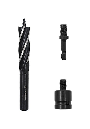 Suofeng Ahşap Delme Seti 3'lü - 4 Oluk 4 Kenar Delik Açıcı, 2 Adet Adaptör Barı, 16mm, Yüksek Karbon Çelik