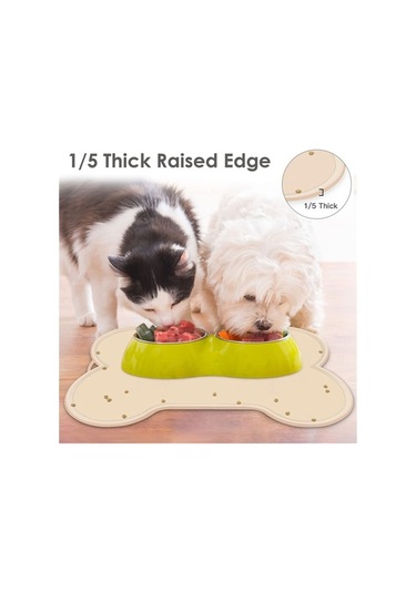 Moly Köpek Kedi Mama Matı 22x16 Bej - Kaymaz Evcil Hayvan Matı Bej