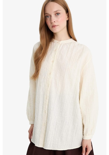 DeFacto Relax Fit Gofre Dokulu Uzun Kollu Tesettür Gömlek Tunik D4145AX25SPER105