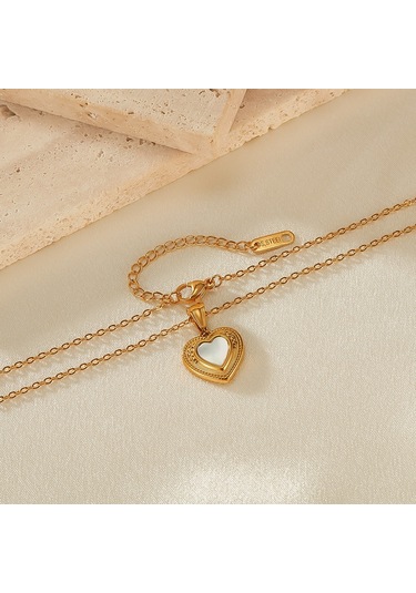 Sones Opk Gx2428 Vintage Paslanmaz Çelik Şeftali Kalp Kolye Mizaç Köprücük Kemiği Kolye Çok Renkli