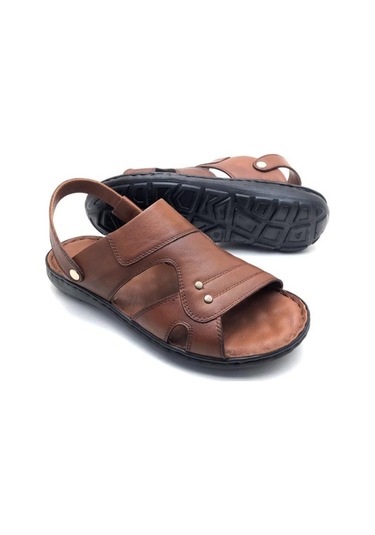 Umut Deri Büyük Numara Ortopedik Masajlı Sandalet (485690994)