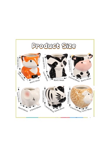 6 Adet Seramik Mini Ekici Sevimli Karikatür Hayvan Etli Tencere