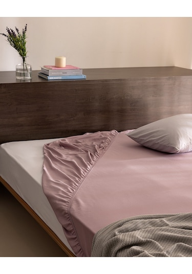 Ciel Tek Kişilik Plus %100 Pamuk Lastikli Saten Çarşaf - Açık Mürdüm 8684427179567 Çok Renkli