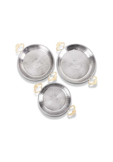 Bakır Görünümlü Çelik Sahan Seti Omlet Yumurta Tavası 3 Lü 19/21/23 Cm