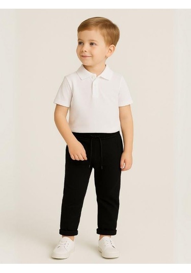 Çocuk Beli Lastikli Jogger Eşofman Alt-16089 Siyah