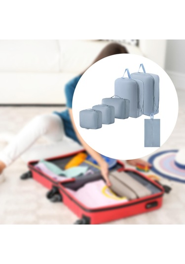 Suntek 6 Parça Seyahat Saklama Çantası Seti Plaj Yürüyüş Mavi