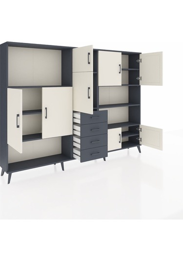 Arges Dolap 9 Raflı 4 Çekmeceli 8 Kapaklı 220x30x163 Antrasit-ayt Antrasit-aytaşı/antrasit Arges Dolap 9 Raflı 4 Çekmeceli 8 Kapaklı 220x30x163 Antrasit-ayt Antrasit-aytaşı/antrasit